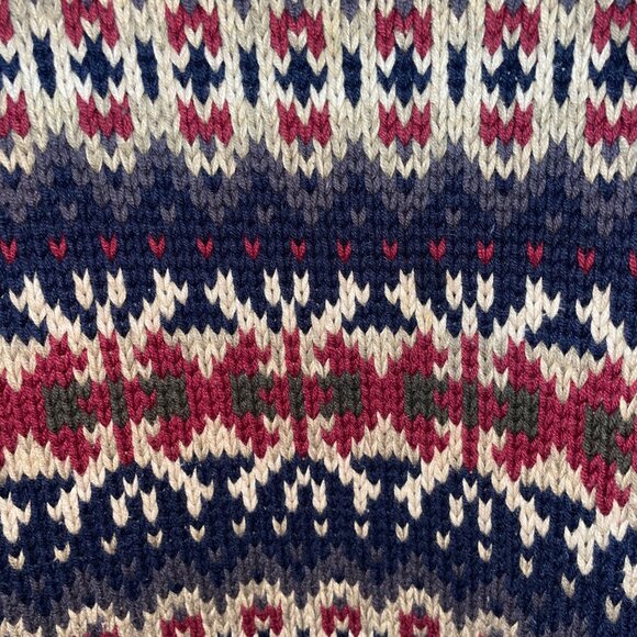 Vintage Eddie Bauer Mens XL Fair Isle Sweater Cotton Knit Red/Blue/Beige - Picture 4 of 6